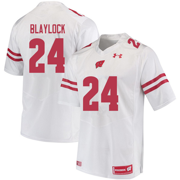Men #24 Travian Blaylock Wisconsin Badgers College Football Jerseys Sale-White